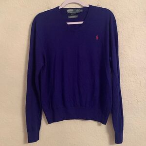 Polo by Ralph Lauren Merino Wool Italian Yarn V- Neck Sweater Men’s Size L